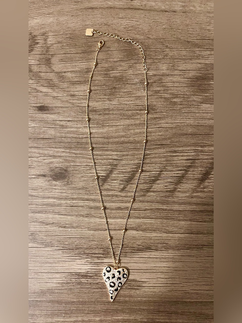 NWOT Park Lane WILDCAT Necklace CZ animal print heart pendant cheetah leopard